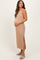 Light Taupe Jacquard Sleeveless Side Slit Maternity Midi Dress