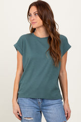 Olive Rolled Short Sleeve Maternity Tee