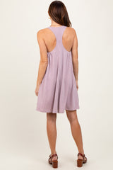 Mauve Ribbed Sleeveless Open Back Midi Dress