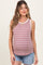 Mauve Textured Striped Sleeveless Maternity Top