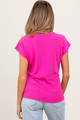 Fuchsia Textured Knit Short Sleeve Maternity Top