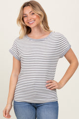 Black Pinstripe Soft Terry Short Sleeve Maternity Top
