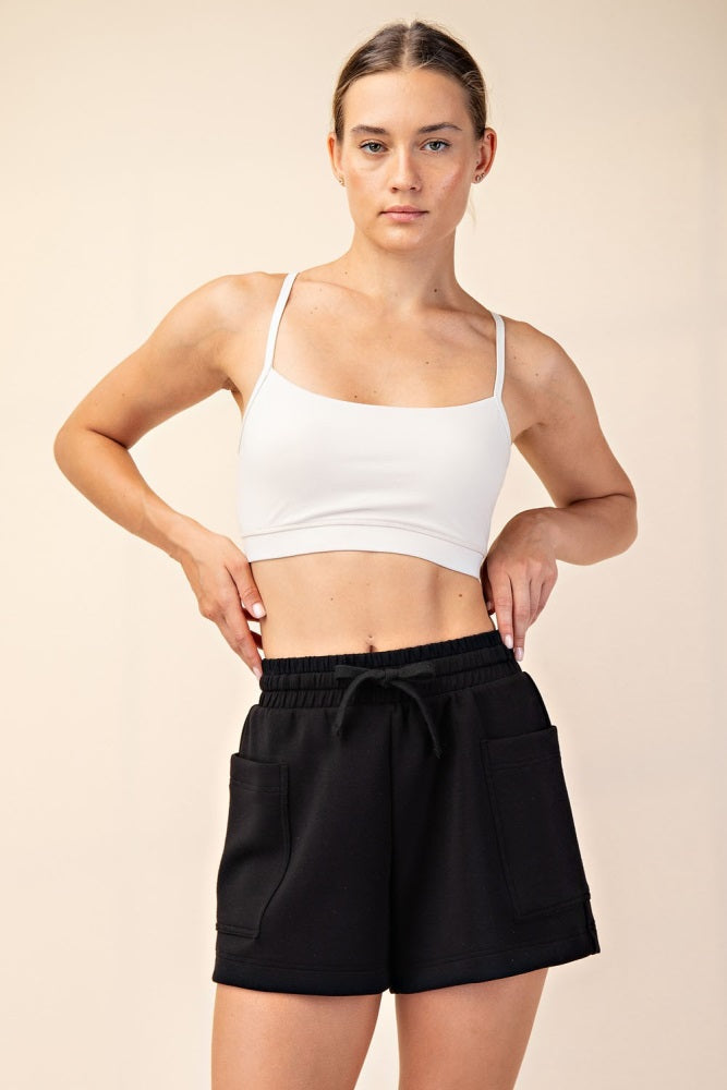 Black Patch Pocket Maternity Shorts