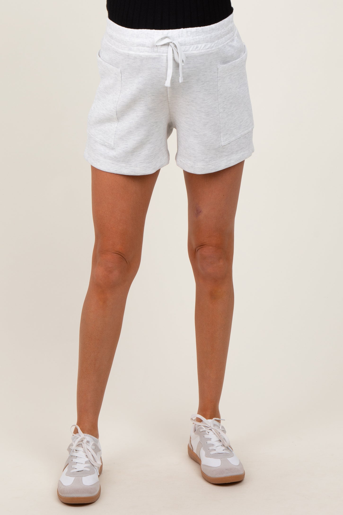 Heather Grey Patch Pocket Maternity Shorts