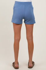 Blue Patch Pocket Maternity Shorts