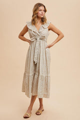 Cream Ruffled Floral Cotton Maternity Maxi Dress