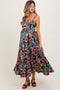 Multi Color Floral Bold Print Cotton Maternity Maxi Dress