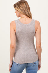 Mocha Melange Ribbed Fitted Maternity Tank Top
