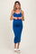 Blue Ribbed Bodycon Maternity Midi Dress