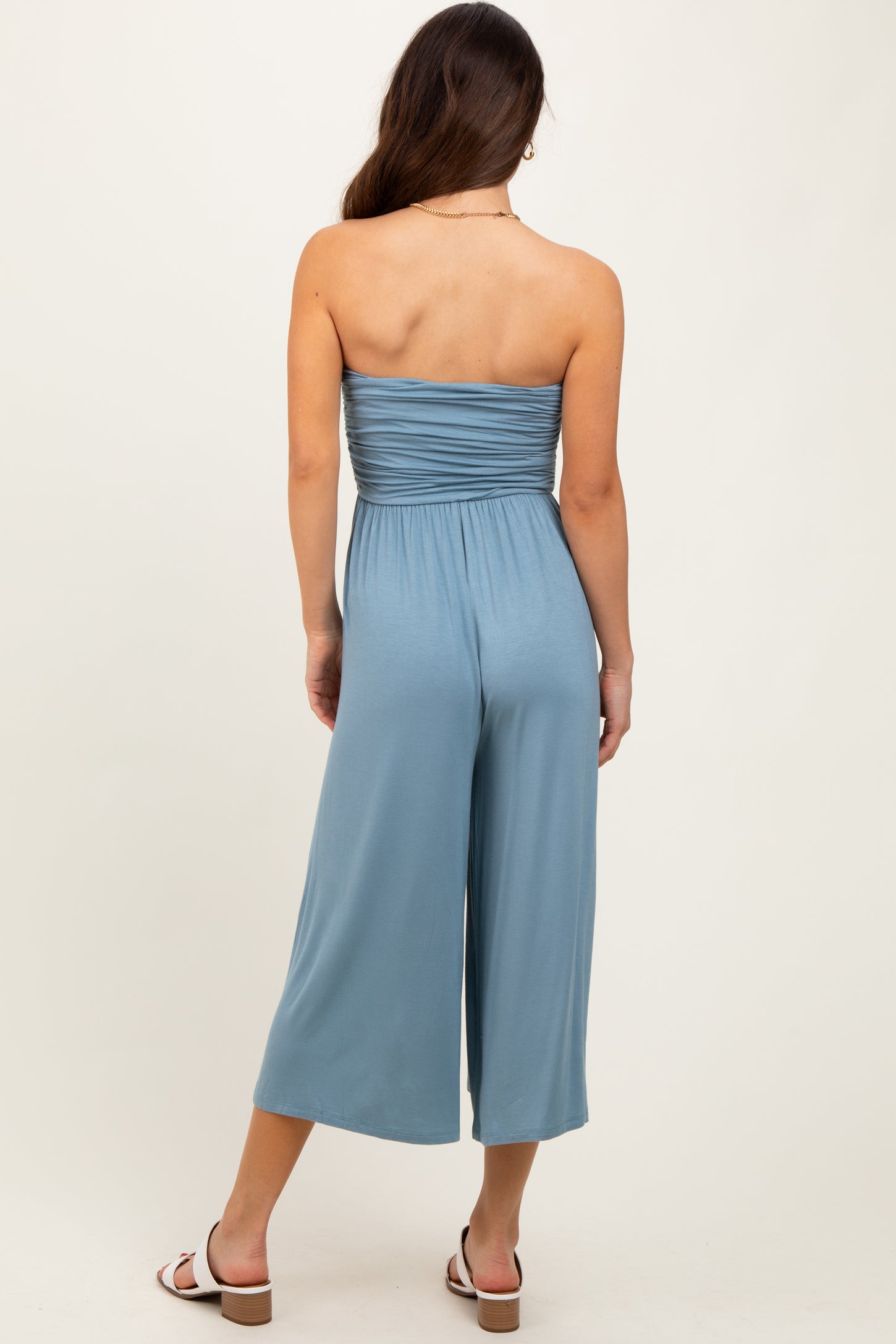 Light Blue Double Layered Strapless Tube Top Jumpsuit