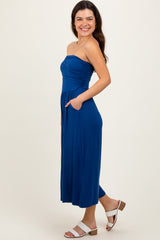 Navy Double Layered Strapless Tube Top Jumpsuit