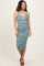 Mint Striped Sleeveless Fitted Midi Dress