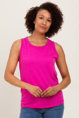 Magenta Textured Knit Sleeveless Maternity Top