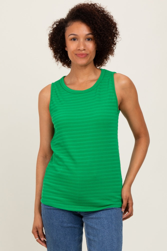 Green Textured Knit Sleeveless Maternity Top