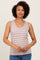 Light Taupe Striped Ribbed Fitted Tank Top