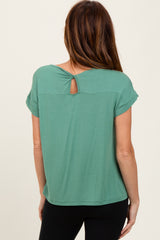 Light Olive Key Hole Back Detail Top