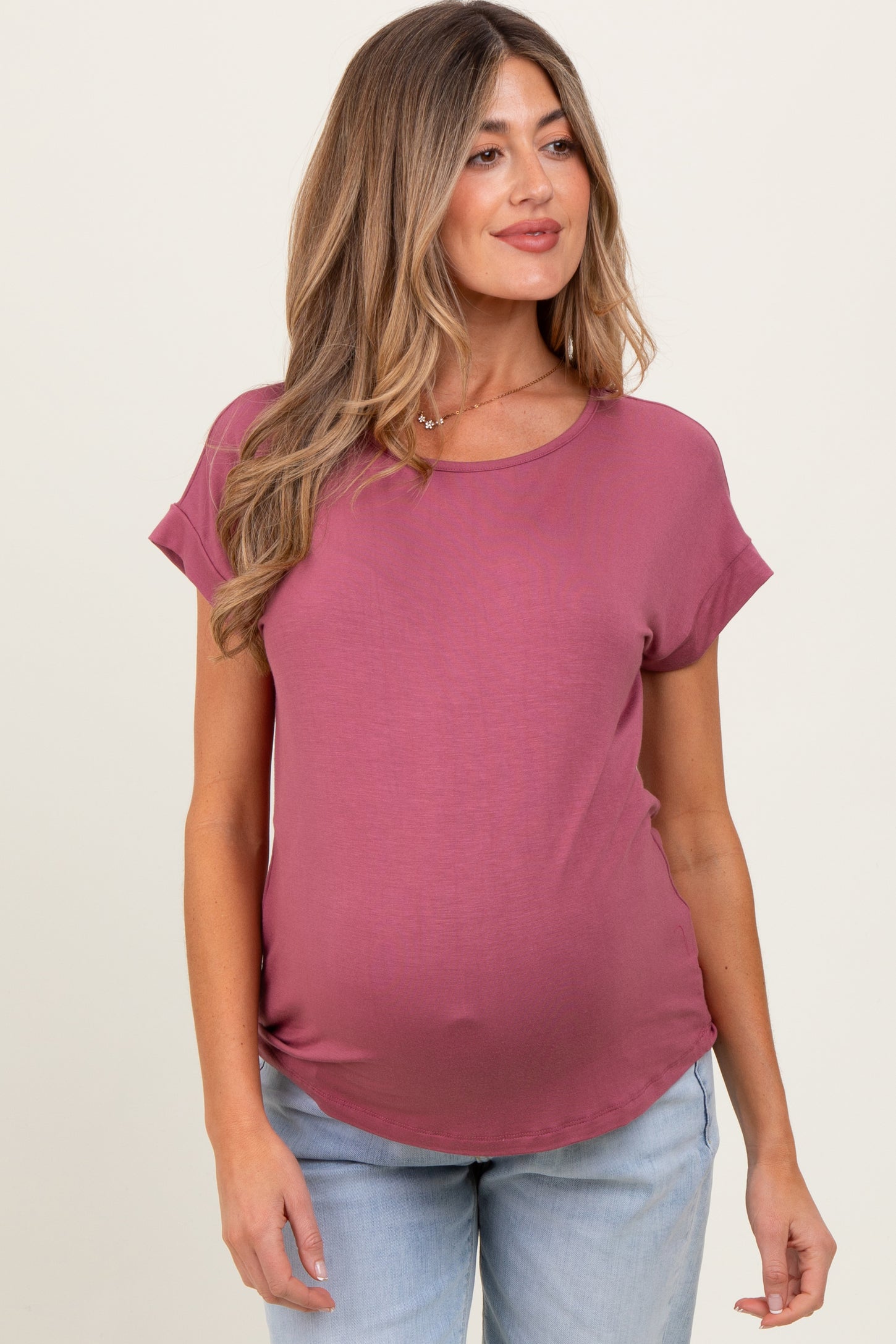 Mauve Key Hole Back Detail Maternity Top