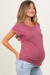 Mauve Key Hole Back Detail Maternity Top