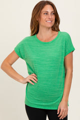 Green Heather Textured Short Sleeve Top