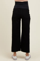 Black Raw Hem Cropped Wide Leg Maternity Jeans