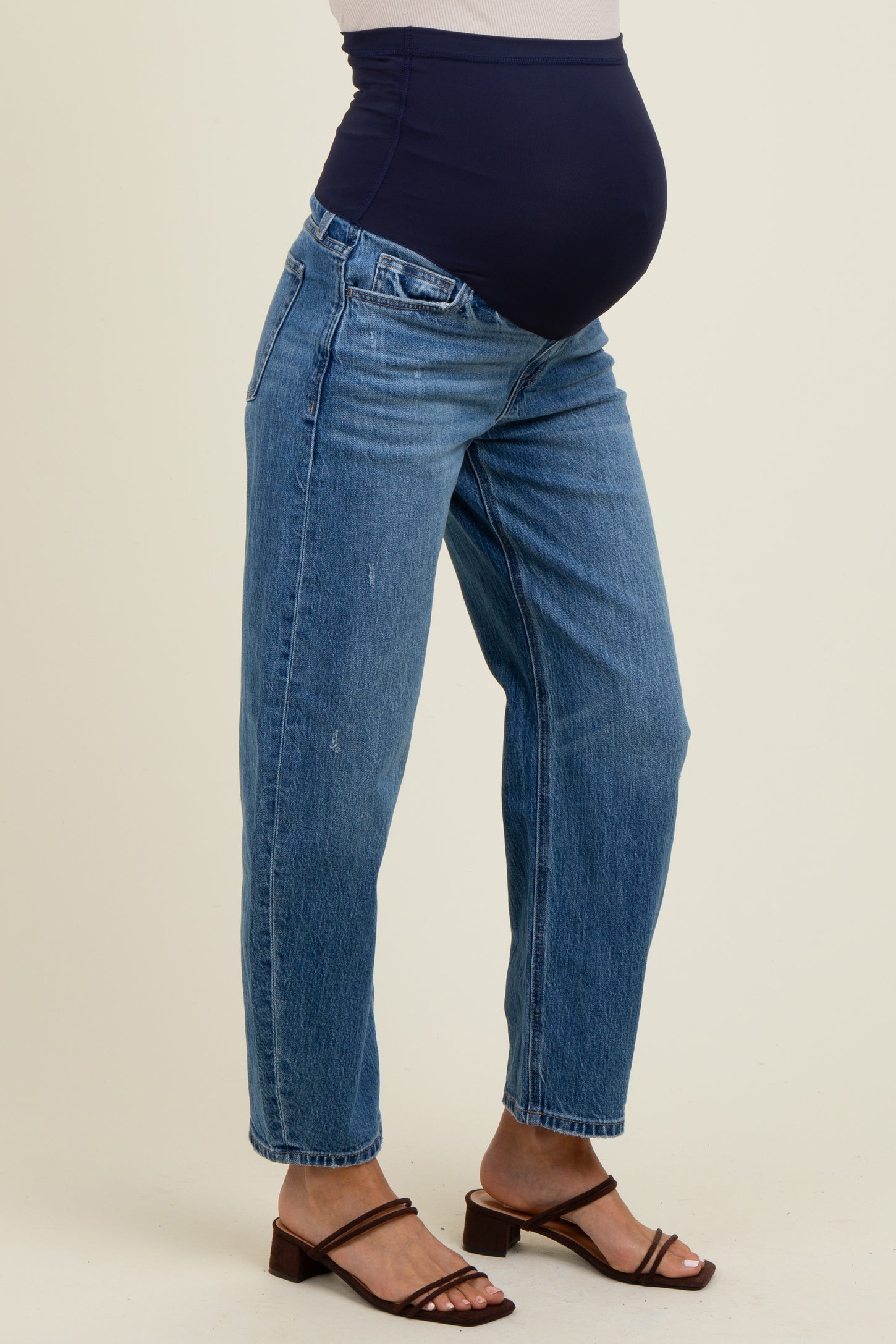Blue Vintage Wash Ankle Straight Leg Maternity Jeans