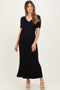 Black Ribbed Short Sleeve Maternity Knit Maxi Dress