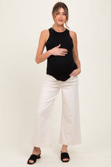 Ivory Ankle Wide Leg Maternity Jeans