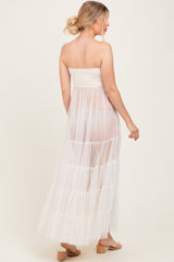 Cream Corset Tiered Tulle Maternity Photoshoot Dress