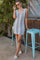 Gray Blue Multi-Striped Knit Sleeveless Mini Dress