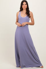 Lavender Solid Open Back Sleeveless Maxi Dress