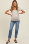 Light Blue Distressed Fringe Hem Cropped Straight Leg Maternity Jeans