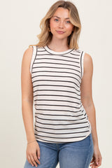 Cream/Black Stripe Knitted Tank Top