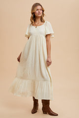 Cream Lace Square Neck Maternity Maxi Dress