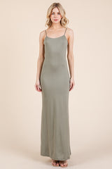 Olive Backless Fishtail Sleeveless Maxi Dress