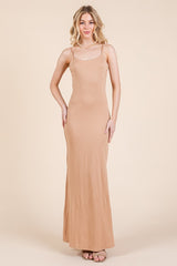 Beige Backless Fishtail Sleeveless Maternity Maxi Dress