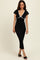 Black Lace Contrast Fitted Midi Dress
