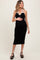Black Contrast Trim Keyhole Cutout Maternity Midi Dress