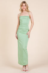 Mint Ruched Double Layered Maxi Dress