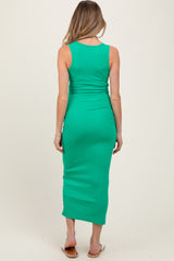 Green V-Neck Tank Maternity Maxi Dress