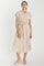 Brown Striped Sash Tie Midi Shirt Dress