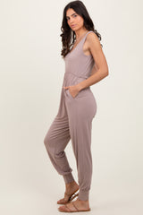 Mocha Scoop Neck Sleeveless Jogger Jumpsuit