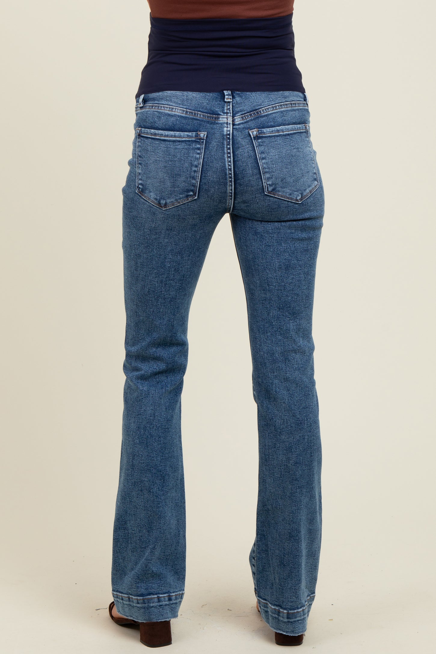 Blue Wide Hem Maternity Bootcut Jeans