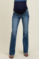 Blue Lightly Distressed Maternity Straight Leg Jeans