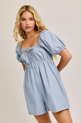 Light Blue Front Tie Romper