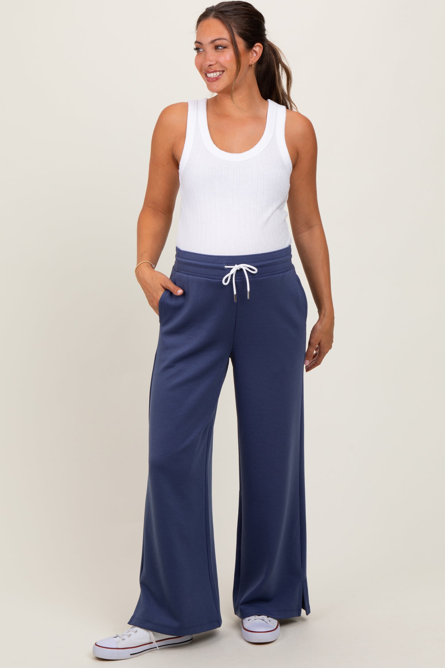 Navy Drawstring Maternity Lounge Pants