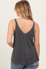 Charcoal Ribbed V-Neck Flowy Tank