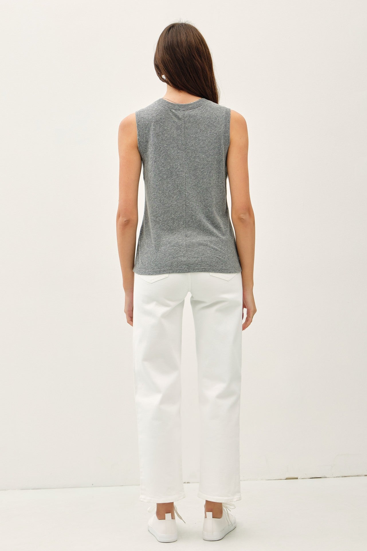 Heather Grey Basic Crew Neck Tank