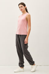 Pink Basic Crew Neck Tank