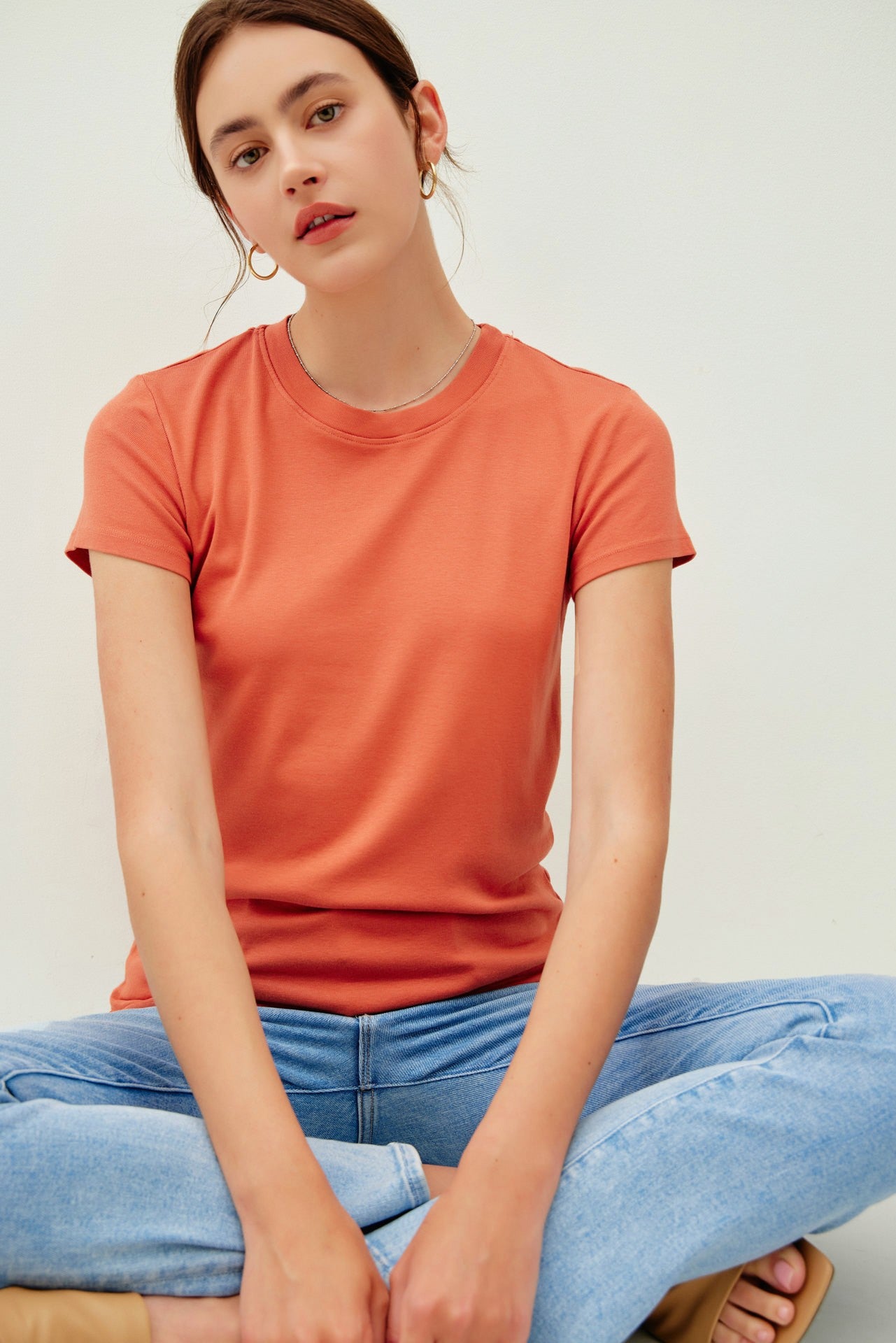 Orange Classic Crewneck Maternity T-Shirt