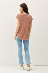Brown V-Neck Top